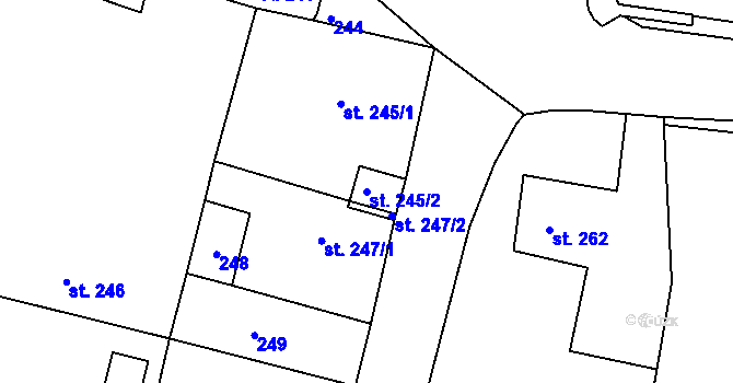 Parcela st. 245/2 v KÚ Bušovice, Katastrální mapa