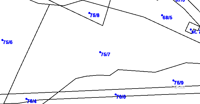 Parcela st. 75/7 v KÚ Bušovice, Katastrální mapa