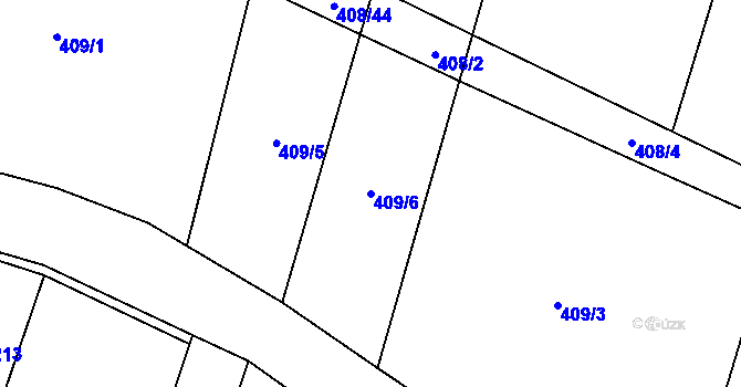 Parcela st. 409/6 v KÚ Bušovice, Katastrální mapa