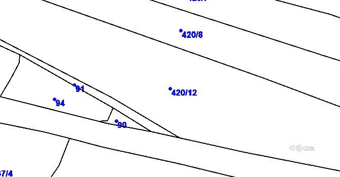 Parcela st. 420/12 v KÚ Bušovice, Katastrální mapa