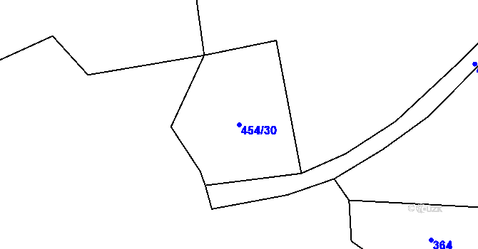 Parcela st. 454/30 v KÚ Bušovice, Katastrální mapa