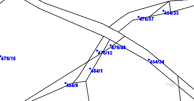 Parcela st. 476/12 v KÚ Bušovice, Katastrální mapa