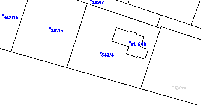 Parcela st. 342/4 v KÚ Sedlecko, Katastrální mapa