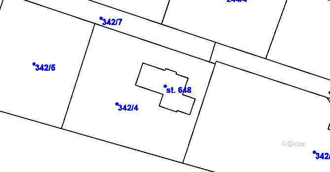 Parcela st. 648 v KÚ Sedlecko, Katastrální mapa