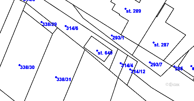 Parcela st. 649 v KÚ Sedlecko, Katastrální mapa