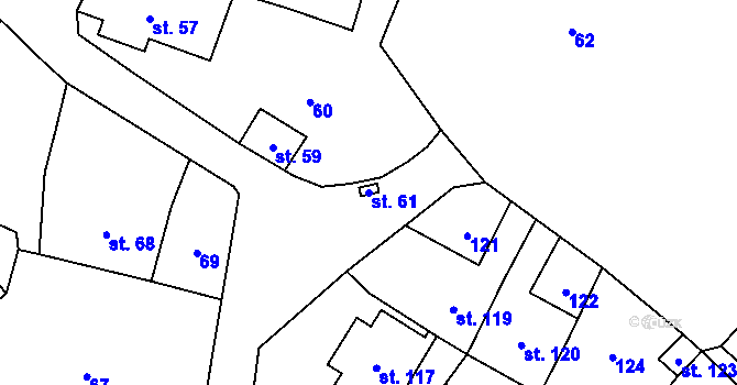 Parcela st. 61 v KÚ Smědčice, Katastrální mapa
