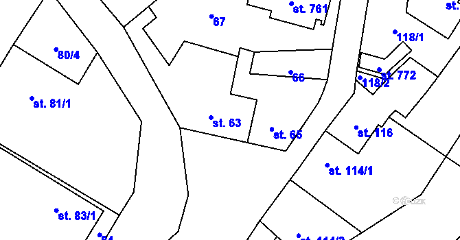 Parcela st. 64 v KÚ Smědčice, Katastrální mapa