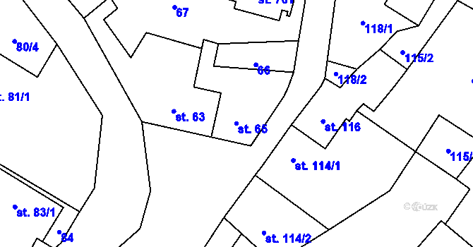 Parcela st. 65 v KÚ Smědčice, Katastrální mapa