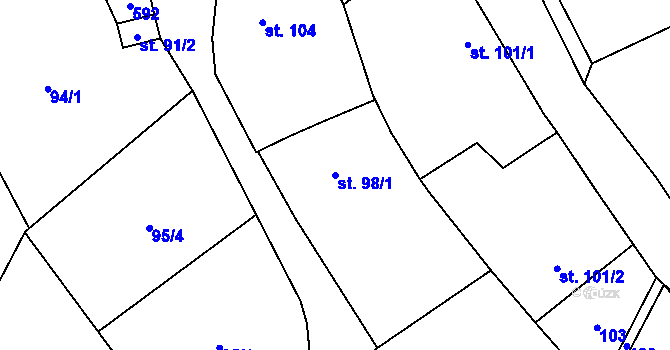 Parcela st. 98/1 v KÚ Smědčice, Katastrální mapa