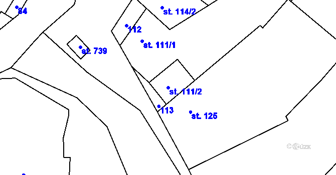 Parcela st. 111/2 v KÚ Smědčice, Katastrální mapa