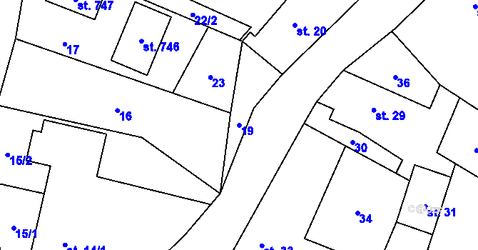 Parcela st. 19 v KÚ Smědčice, Katastrální mapa