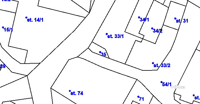 Parcela st. 35 v KÚ Smědčice, Katastrální mapa