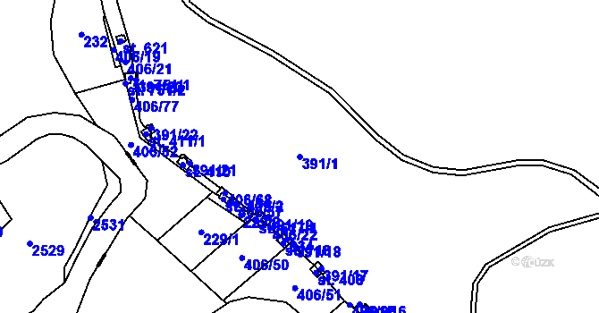 Parcela st. 391/1 v KÚ Smědčice, Katastrální mapa