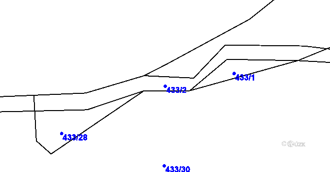 Parcela st. 433/2 v KÚ Smědčice, Katastrální mapa