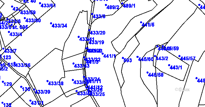 Parcela st. 441/1 v KÚ Smědčice, Katastrální mapa