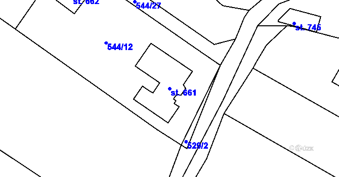 Parcela st. 661 v KÚ Smědčice, Katastrální mapa