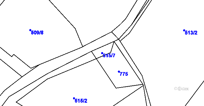 Parcela st. 515/7 v KÚ Smědčice, Katastrální mapa