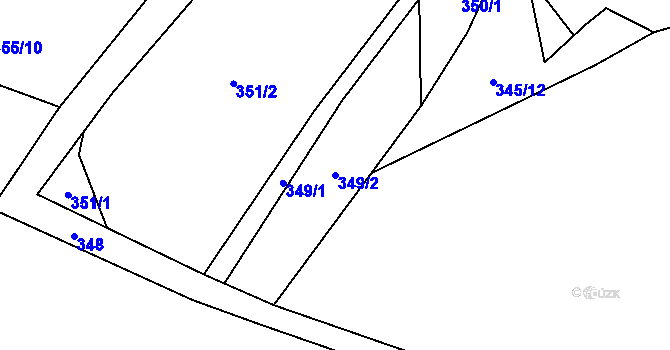 Parcela st. 349/2 v KÚ Smědčice, Katastrální mapa