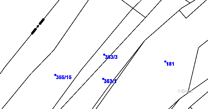 Parcela st. 353/3 v KÚ Smědčice, Katastrální mapa
