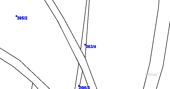 Parcela st. 363/4 v KÚ Smědčice, Katastrální mapa