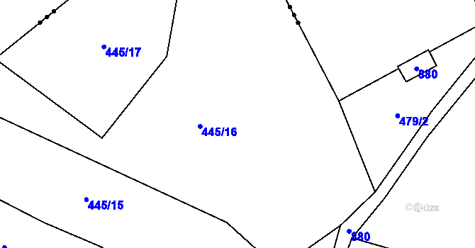 Parcela st. 445/16 v KÚ Smědčice, Katastrální mapa