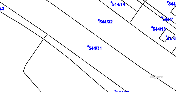 Parcela st. 544/31 v KÚ Smědčice, Katastrální mapa