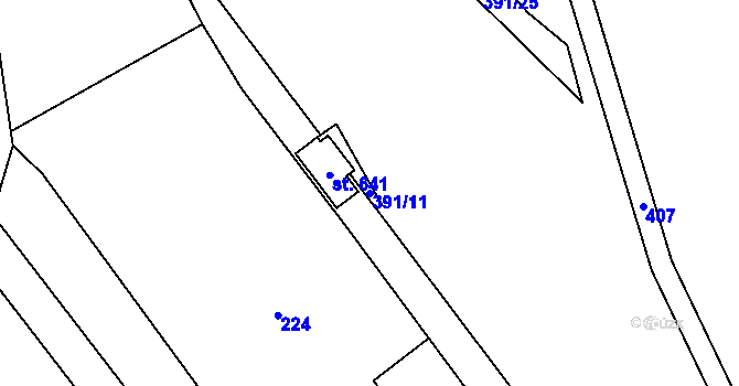Parcela st. 391/11 v KÚ Smědčice, Katastrální mapa