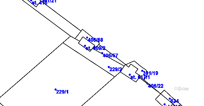 Parcela st. 406/57 v KÚ Smědčice, Katastrální mapa