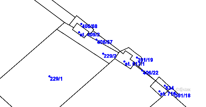 Parcela st. 229/2 v KÚ Smědčice, Katastrální mapa