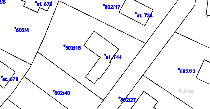 Parcela st. 744 v KÚ Smědčice, Katastrální mapa