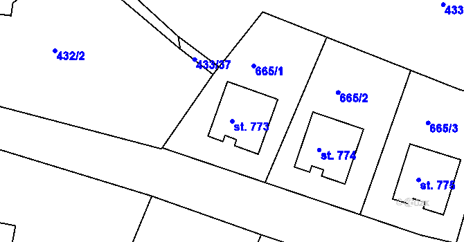 Parcela st. 773 v KÚ Smědčice, Katastrální mapa