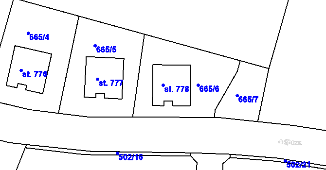Parcela st. 778 v KÚ Smědčice, Katastrální mapa