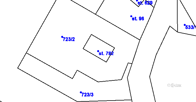 Parcela st. 782 v KÚ Smědčice, Katastrální mapa