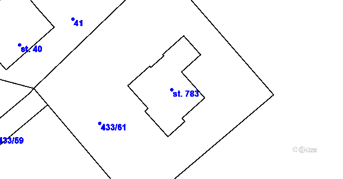 Parcela st. 783 v KÚ Smědčice, Katastrální mapa