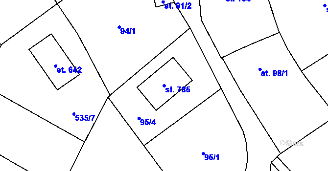 Parcela st. 785 v KÚ Smědčice, Katastrální mapa