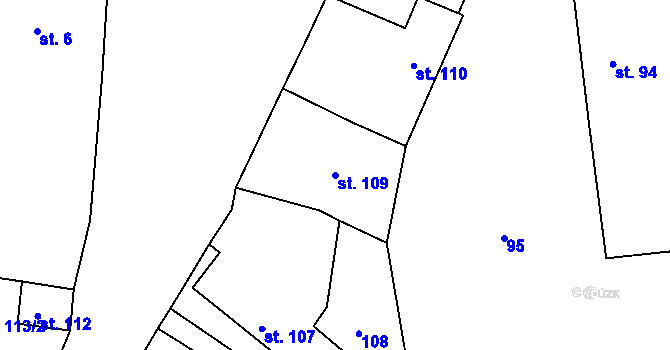 Parcela st. 109 v KÚ Střapole, Katastrální mapa