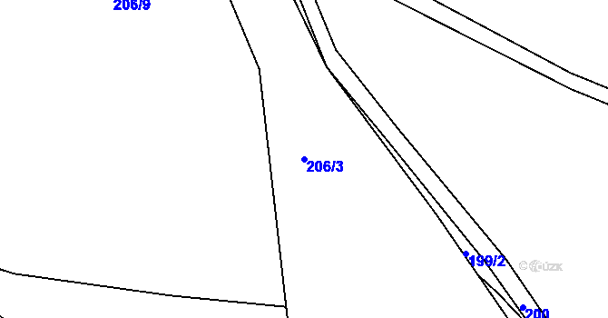 Parcela st. 206/3 v KÚ Střapole, Katastrální mapa