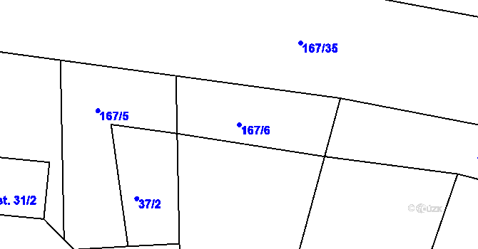 Parcela st. 167/6 v KÚ Střapole, Katastrální mapa