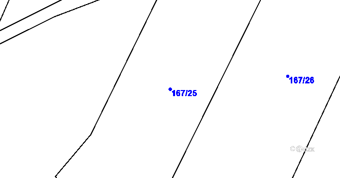Parcela st. 167/25 v KÚ Střapole, Katastrální mapa