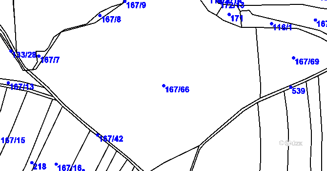 Parcela st. 167/66 v KÚ Střapole, Katastrální mapa
