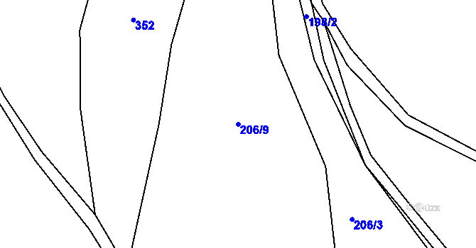 Parcela st. 206/9 v KÚ Střapole, Katastrální mapa