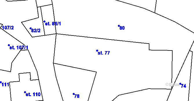 Parcela st. 77 v KÚ Všenice, Katastrální mapa
