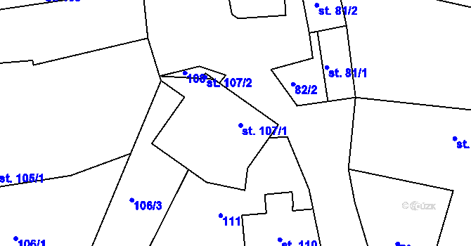 Parcela st. 107 v KÚ Všenice, Katastrální mapa