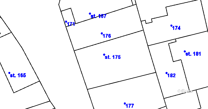Parcela st. 175 v KÚ Všenice, Katastrální mapa