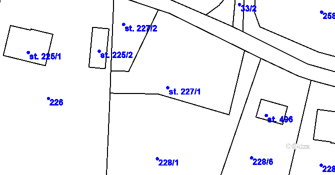 Parcela st. 227/1 v KÚ Všenice, Katastrální mapa