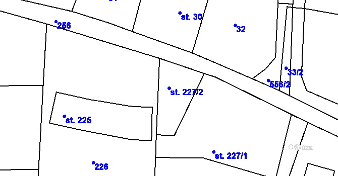 Parcela st. 227/2 v KÚ Všenice, Katastrální mapa