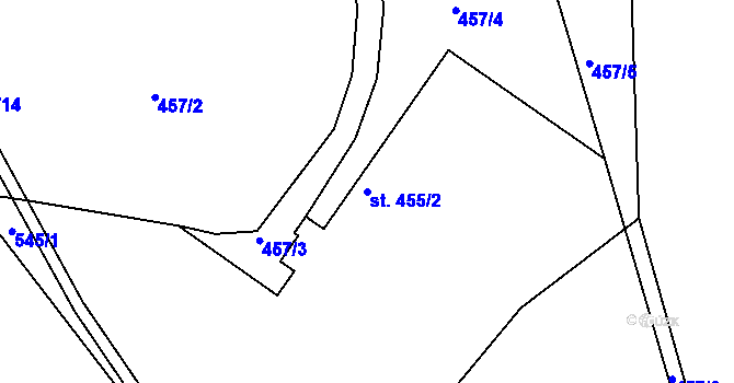 Parcela st. 455/2 v KÚ Všenice, Katastrální mapa