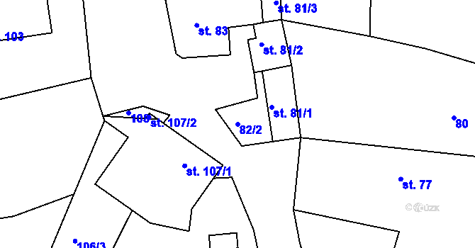 Parcela st. 82/2 v KÚ Všenice, Katastrální mapa