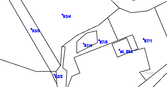 Parcela st. 87/4 v KÚ Všenice, Katastrální mapa