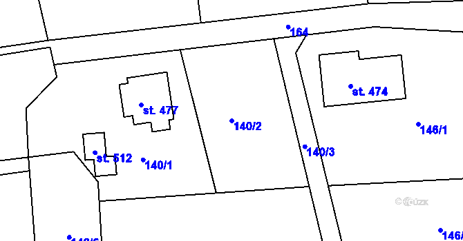 Parcela st. 140/2 v KÚ Všenice, Katastrální mapa